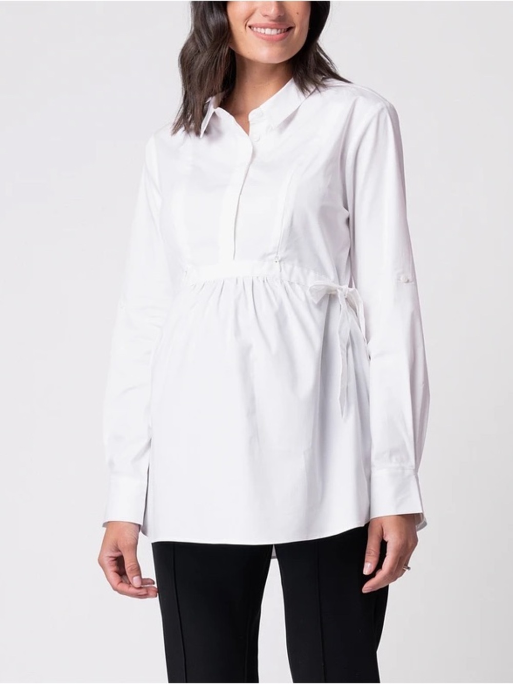 Seraphine Women’s Poplin Maternity/ Nursing White Blouse Size 6
